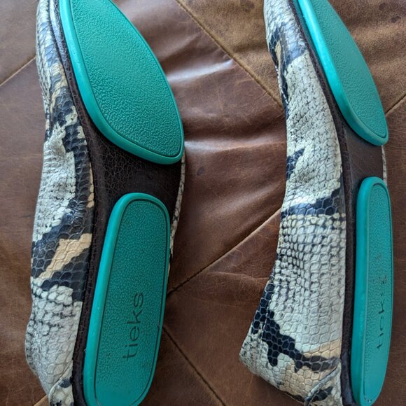 TIEKS "SAND SNAKE" PRINTED LEATHER BALLET FLATS SIZE 7 USED - Picture 2 of 15